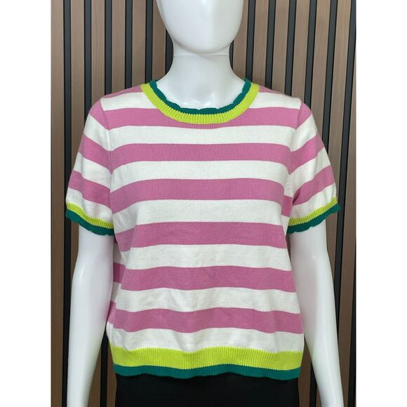 Anthropologie THML Women's M White Sweater Knit Pullover Preppy Boho Striped - Picture 1 of 8